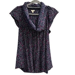 Odille Anthropologie Size 8 100% Silk Deuxhill Cowlneck Blouse